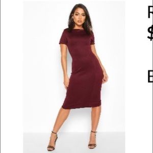Roll sleeve midi dress